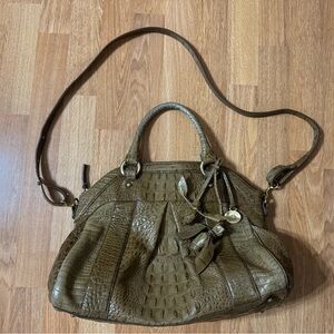 Brahmin Louise Rose Leather Satchel Bag with Rose Tassel DESERT SAND With Strap